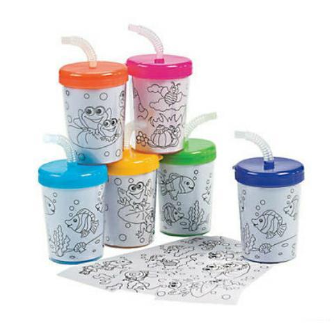 Color Your Own Cups with Lids and Straws