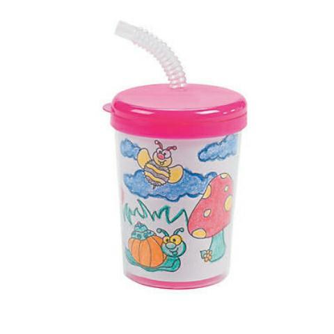 Color Your Own Cups with Lids and Straws